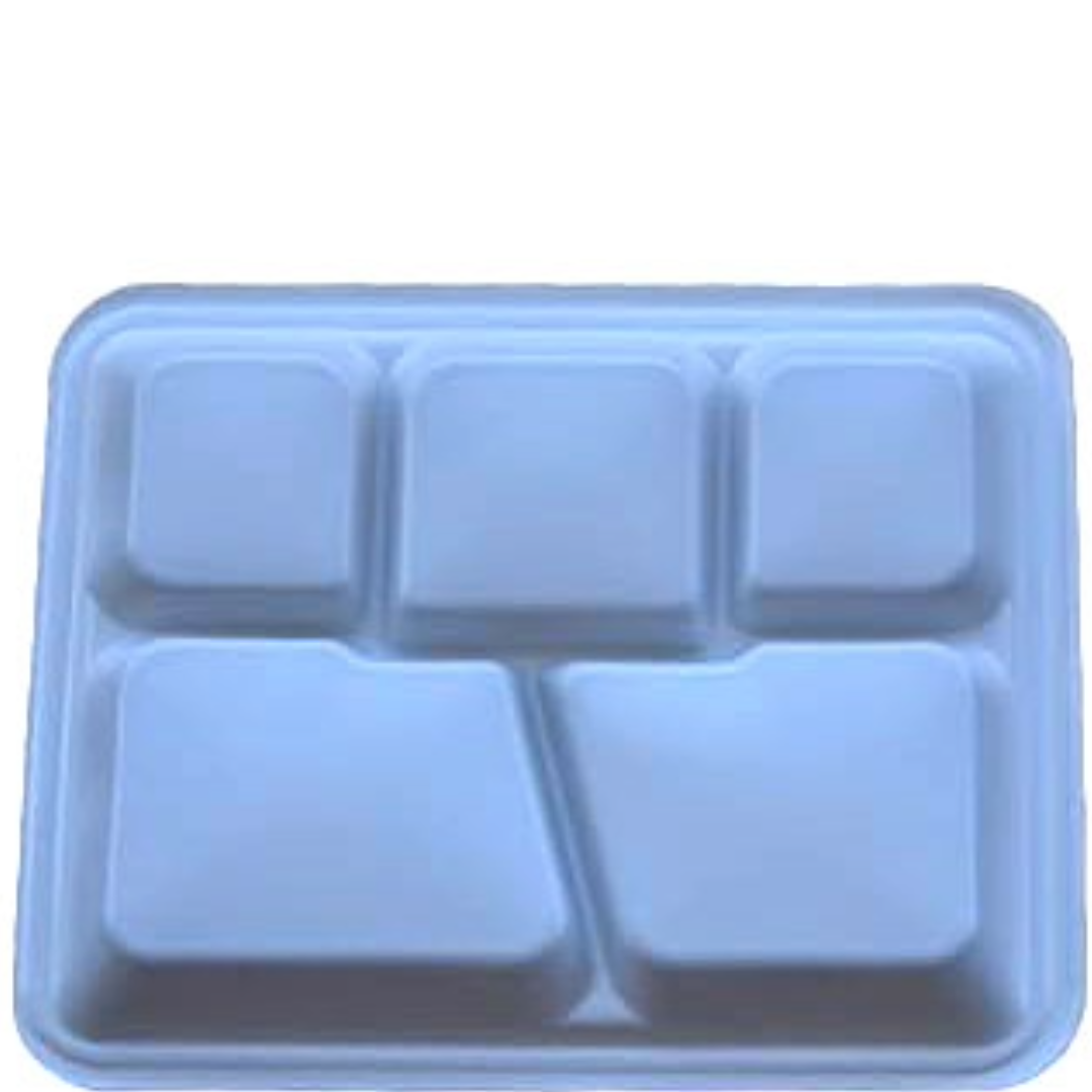 5 Compartment White Color Disposable Party Thali Plates