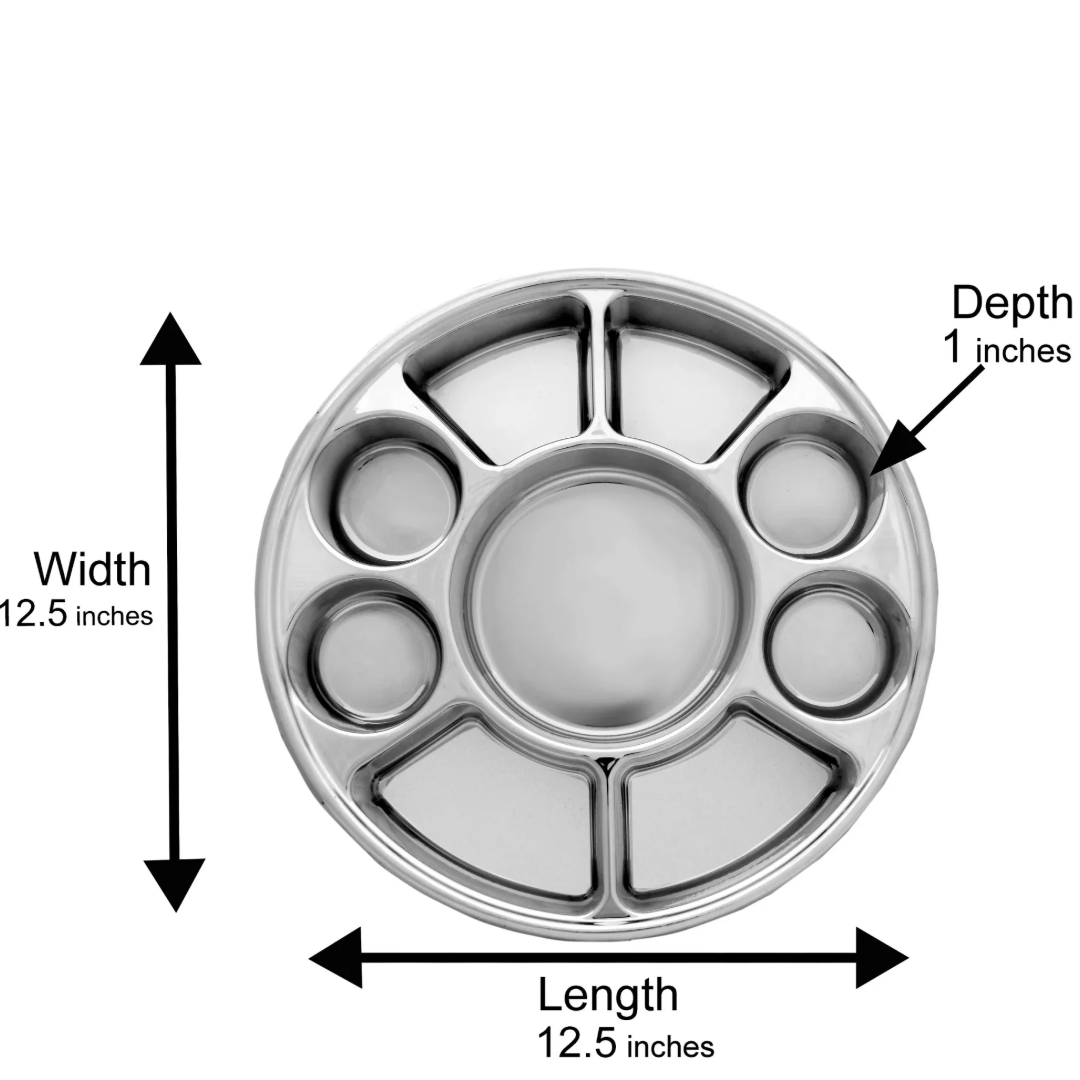 9 Compartment Silver Color Disposable Party Thali Plates