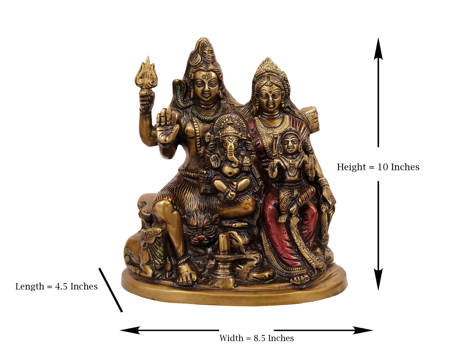 Shiv Parivar Parvati, Kartikeya, Ganesha Murti Brass Material for Puja, Home Mandirs, Gifts by Pooja Bazar 4.5 X 10 X 8.5 In