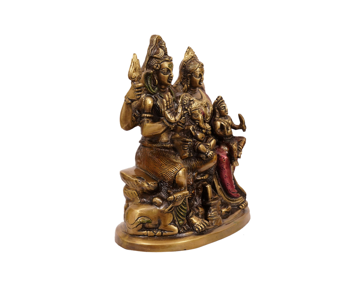 Shiv Parivar Parvati, Kartikeya, Ganesha Murti Brass Material for Puja, Home Mandirs, Gifts by Pooja Bazar 4.5 X 10 X 8.5 In