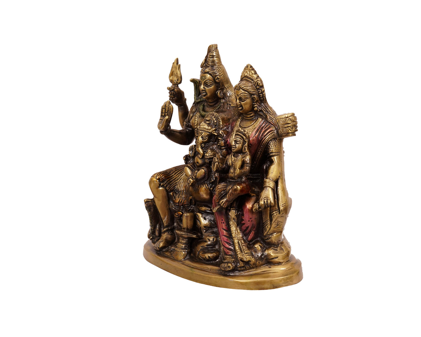 Shiv Parivar Parvati, Kartikeya, Ganesha Murti Brass Material for Puja, Home Mandirs, Gifts by Pooja Bazar 4.5 X 10 X 8.5 In