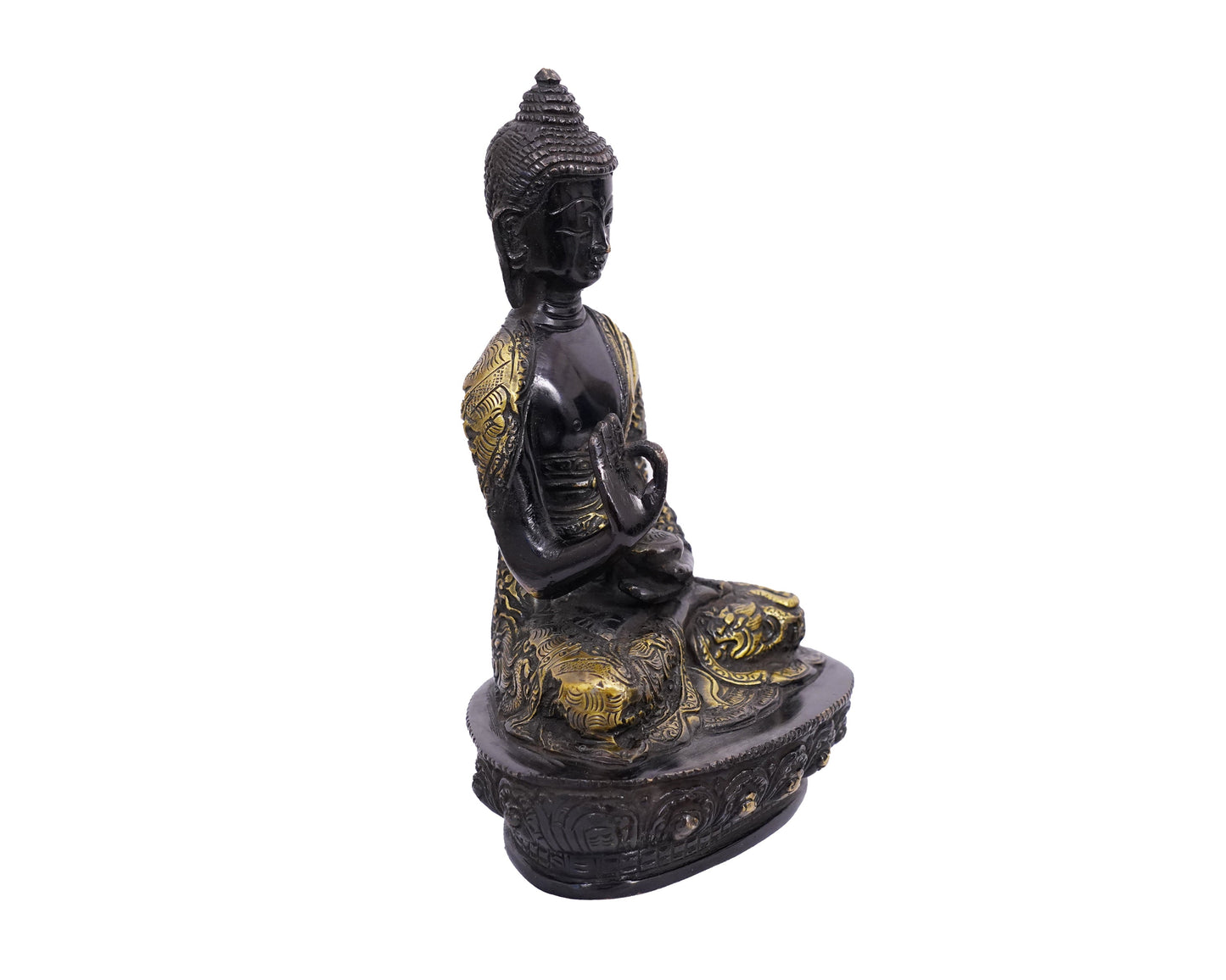 Lord Buddha Brass Statue - Blessing Buddha Idol for Garden, Puja, Home Mandirs, Gifts by Pooja Bazar 5.5 X 8 X 3 In