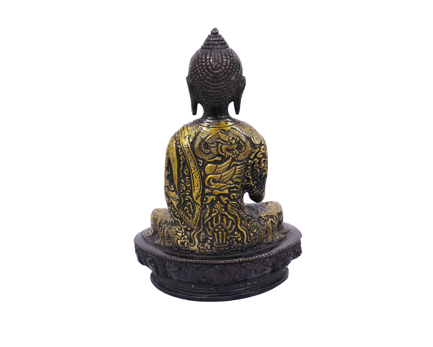 Lord Buddha Brass Statue - Blessing Buddha Idol for Garden, Puja, Home Mandirs, Gifts by Pooja Bazar 5.5 X 8 X 3 In