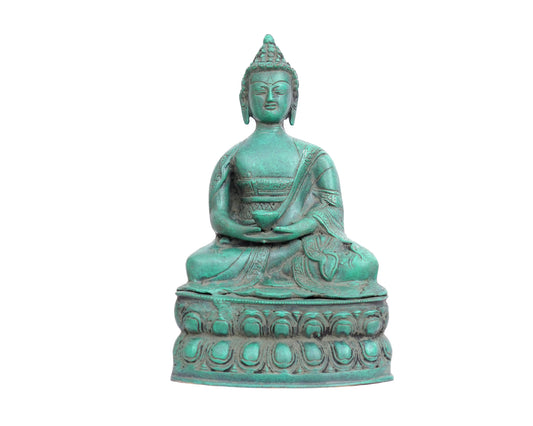 Lord Buddha Brass Statue - Meditating Buddha Idol for Garden, Puja, Home Mandirs, Gifts by Pooja Bazar 5.5 X 12 X 8 In