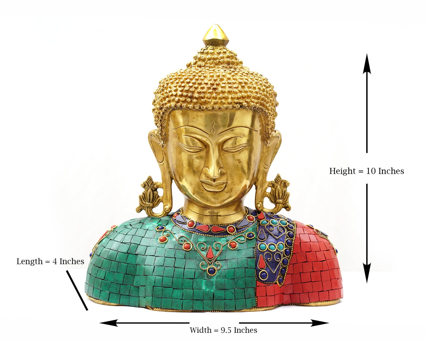 Lord Buddha Brass Statue - Buddha Idol for Garden Décor, Puja, Home Mandirs, Gifts, Showpiece by Pooja Bazar 4 X 10 X 9.5 In