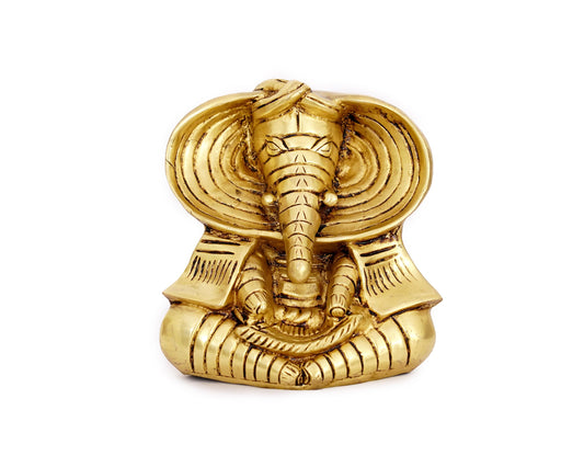 Lord Ganesh small Brass leaf Statue for Puja, Home Mandirs, Decor, Gifts, showpiece by Pooja Bazar  3.5 X 6 X 6 In