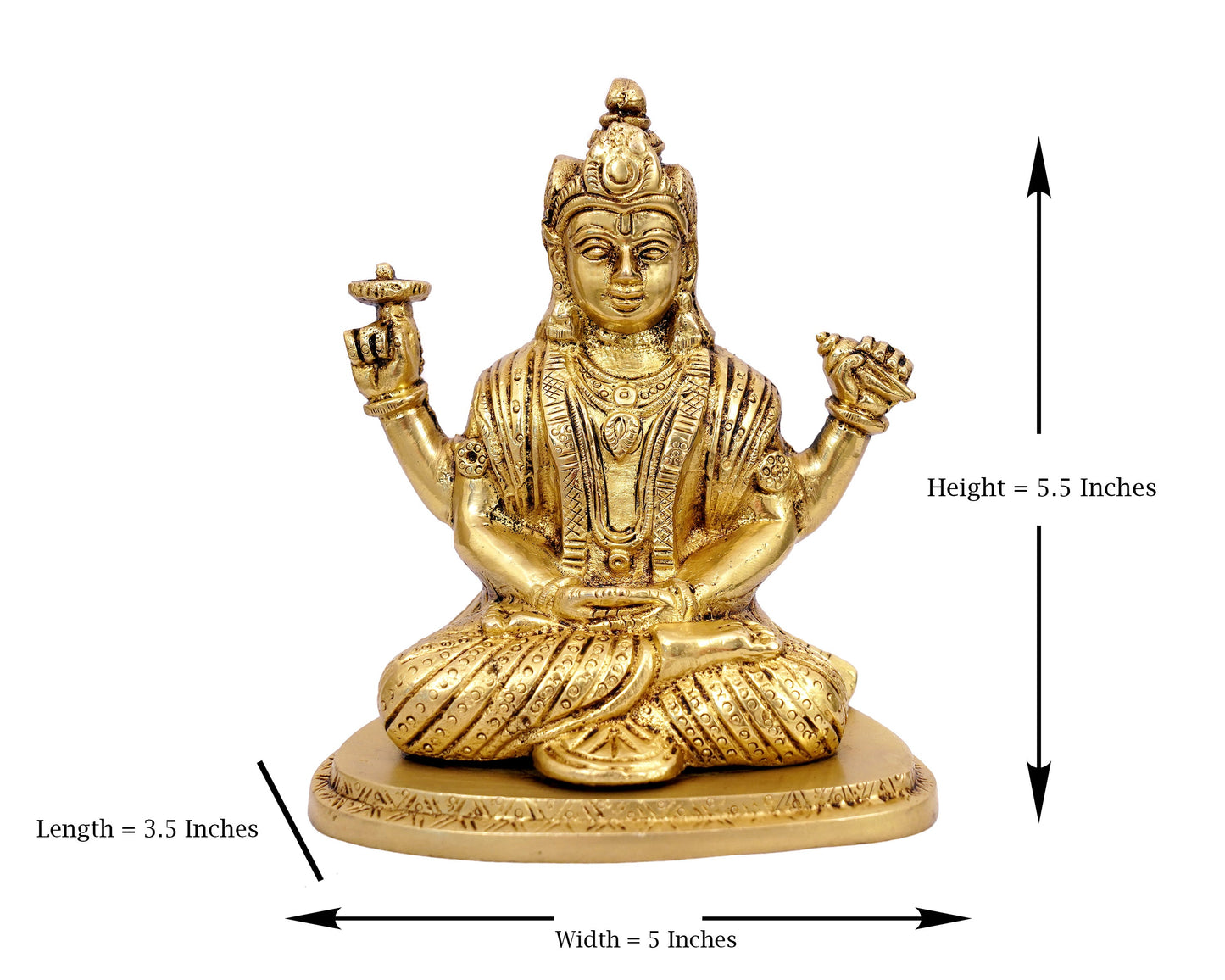 Shri Krishna with sudarshan chakra Brass Statue for Puja, Home Mandirs, Gifts, Showpiece by Pooja Bazar 3.5  X 5.5 X 5 In