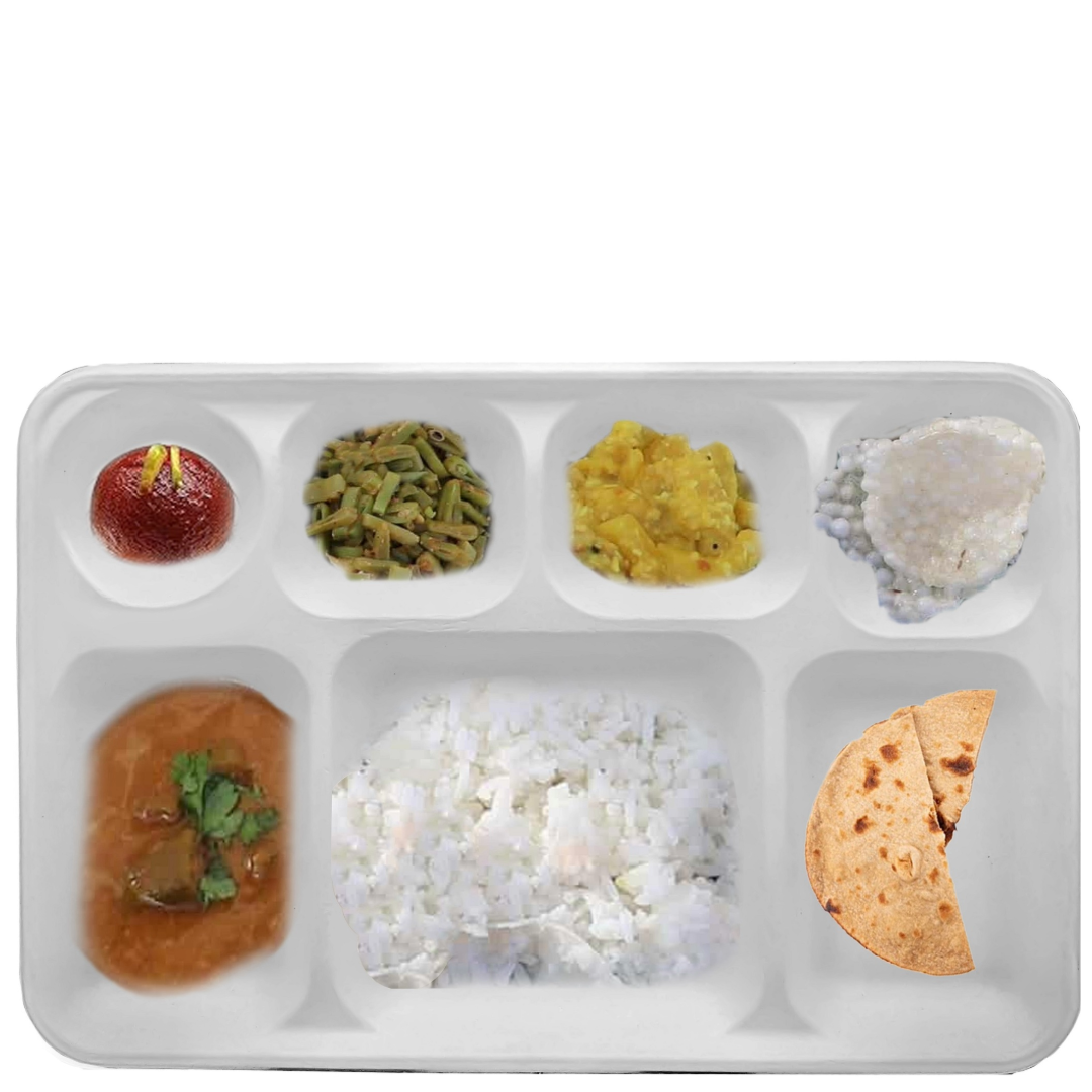 7 Compartment Biodegradable Party Thali Plates