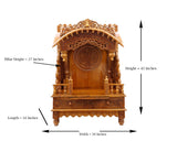 Wooden Engraved Home Puja Mandir by Pooja Bazar - Torana Temple, Wooden Mandir with Antique Oak Wood Finish 16 X 30 X 45 Inches