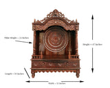 Wooden Engraved Home Puja Mandir by Pooja Bazar - Mandap Temple, Wooden Mandir with Rosewood Finish 16 X 33 X 47 Inches