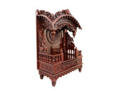 Wooden Engraved Home Puja Mandir by Pooja Bazar - Torana Temple, Wooden Mandir with Rosewood Finish 16 X 30 X 45 Inches