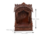 Wooden Engraved Home Puja Mandir by Pooja Bazar - Torana Temple, Wooden Mandir with Rosewood Finish 12 X 21 X 31 Inches