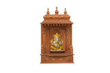 Wooden Engraved Home Puja Mandir by Pooja Bazar - Gopura Temple, Wooden Mandir with Antique Oak Wood Finish 12 X 21 X 34 Inches
