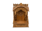 Wooden Engraved Home Puja Mandir by Pooja Bazar - Torana Temple, Wooden Mandir with Antique Oak Wood Finish 12 X 24 X 34 Inches