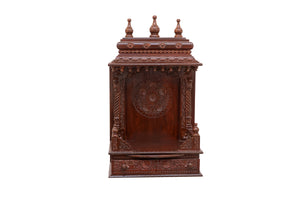 Wooden Engraved Home Puja Mandir by Pooja Bazar - Gopura Temple, Wooden Mandir with Rosewood Finish 11 X 18 X 29 Inches