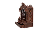 Wooden Engraved Home Puja Mandir by Pooja Bazar - Mandap Temple, Wooden Mandir with Rosewood Finish 12 X 24 X 33 Inches