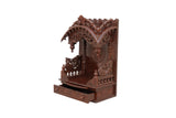 Wooden Engraved Home Puja Mandir by Pooja Bazar - Torana Temple, Wooden Mandir with Rosewood Finish 11 X 18 X 27 Inches