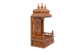 Wooden Engraved Home Puja Mandir by Pooja Bazar - Gopura Temple, Wooden Mandir with Antique Oak Wood Finish 13 X 24 X 37 Inches