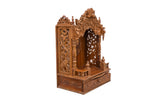 Wooden Engraved Home Puja Mandir by Pooja Bazar - Mandap Temple, Wooden Mandir with Antique Oak Wood Finish 12 X 21 X 30 Inches