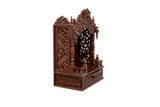 Wooden Engraved Home Puja Mandir by Pooja Bazar - Mandap Temple, Wooden Mandir with Rosewood Finish 12 X 21 X 30 Inches