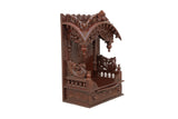 Wooden Engraved Home Puja Mandir by Pooja Bazar - Torana Temple, Wooden Mandir with Rosewood Finish 12 X 21 X 31 Inches