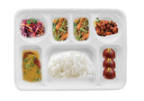 7 Compartment Plastic Plate - Disposable White Thali (50 Pack)