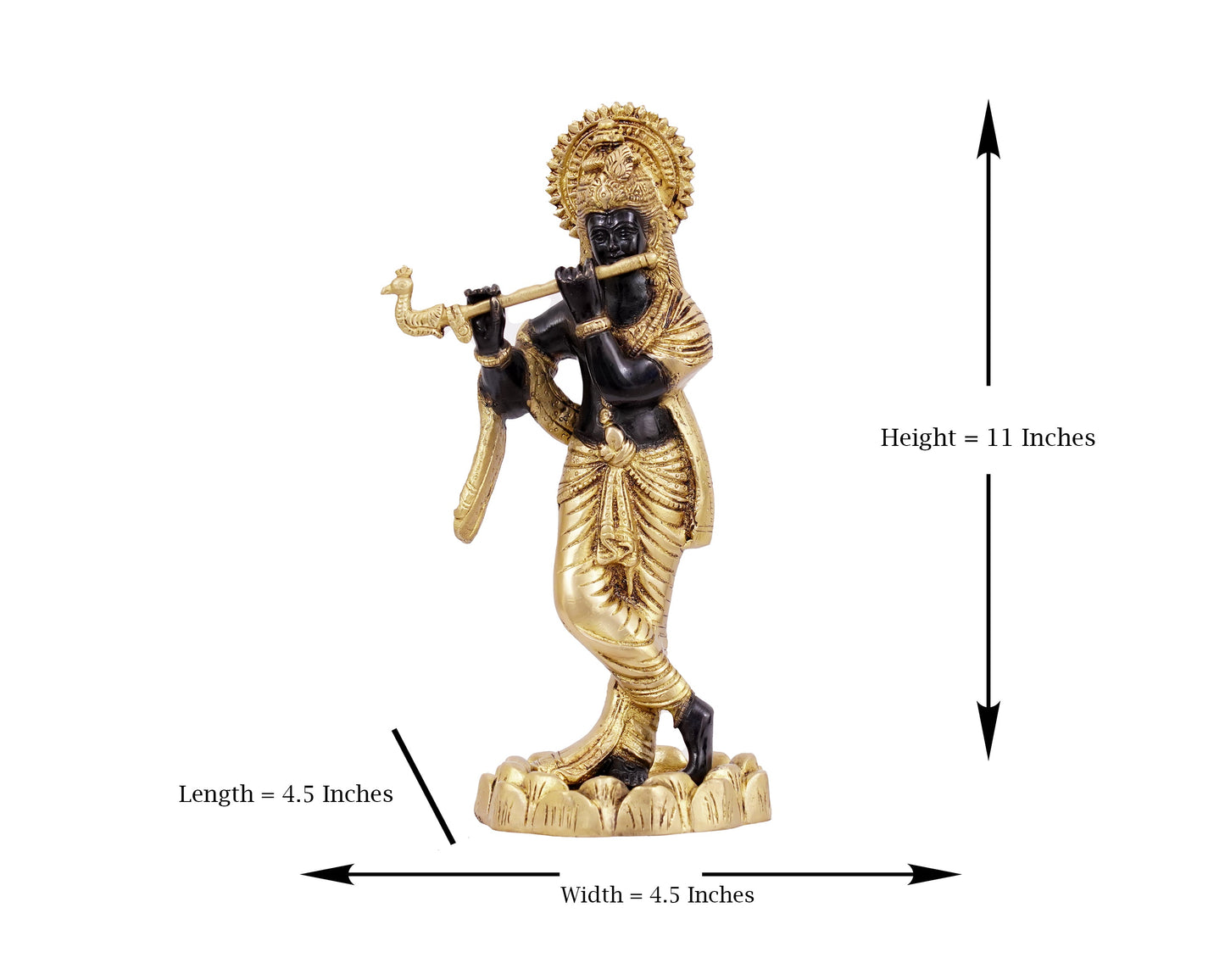 Shri Krishna Brass Statue for Puja, Home Mandirs, Gifts by Pooja Bazar 4.5 X 4.5 X 11 In