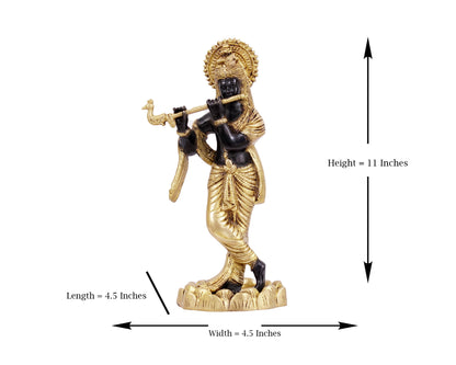 Shri Krishna Brass Statue for Puja, Home Mandirs, Gifts by Pooja Bazar 4.5 X 4.5 X 11 In
