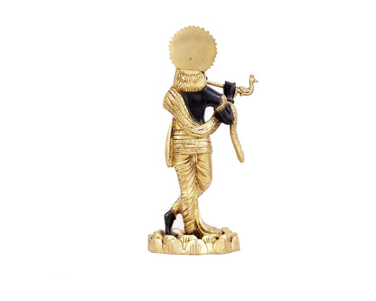 Shri Krishna Brass Statue for Puja, Home Mandirs, Gifts by Pooja Bazar 4.5 X 4.5 X 11 In
