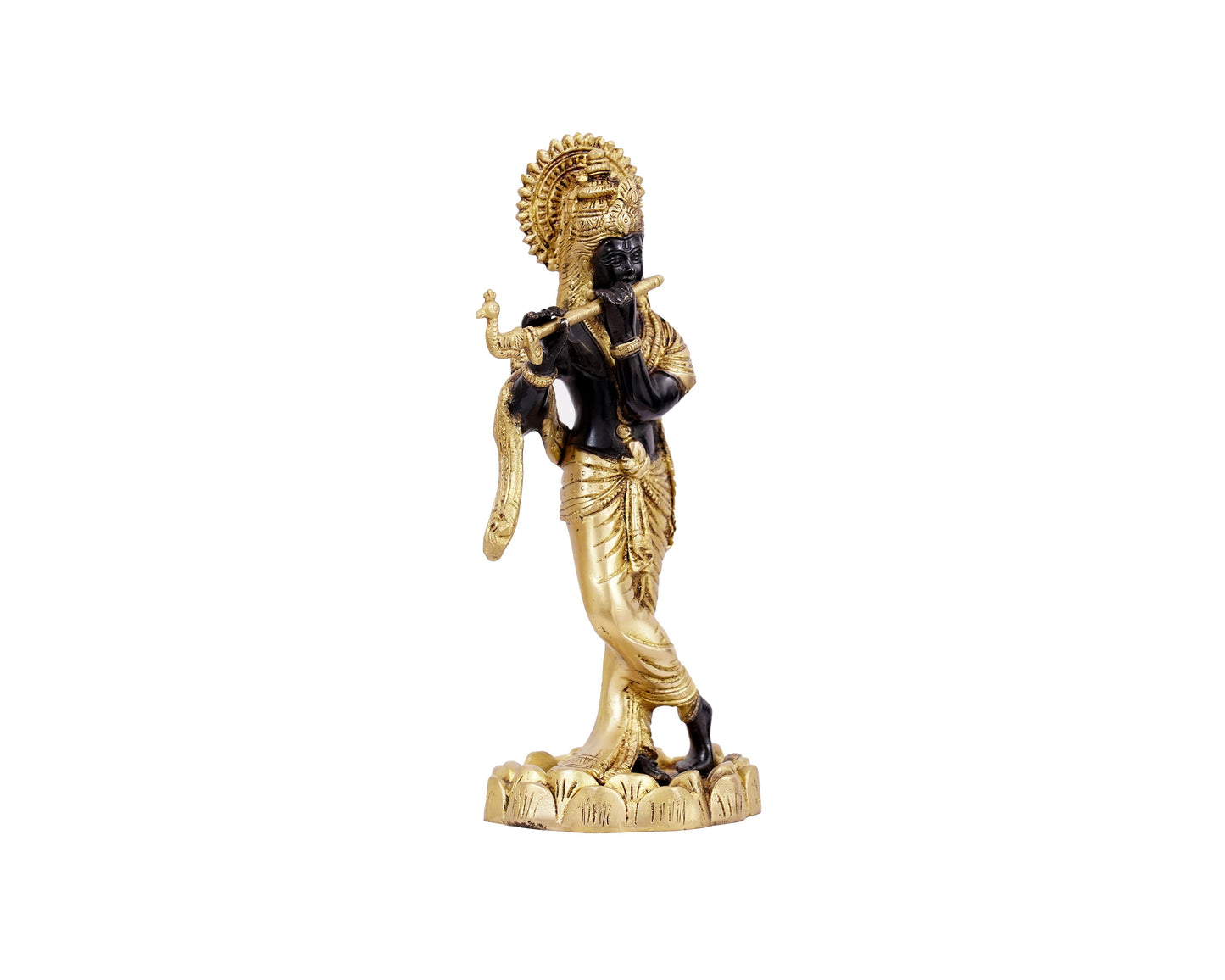 Shri Krishna Brass Statue for Puja, Home Mandirs, Gifts by Pooja Bazar 4.5 X 4.5 X 11 In