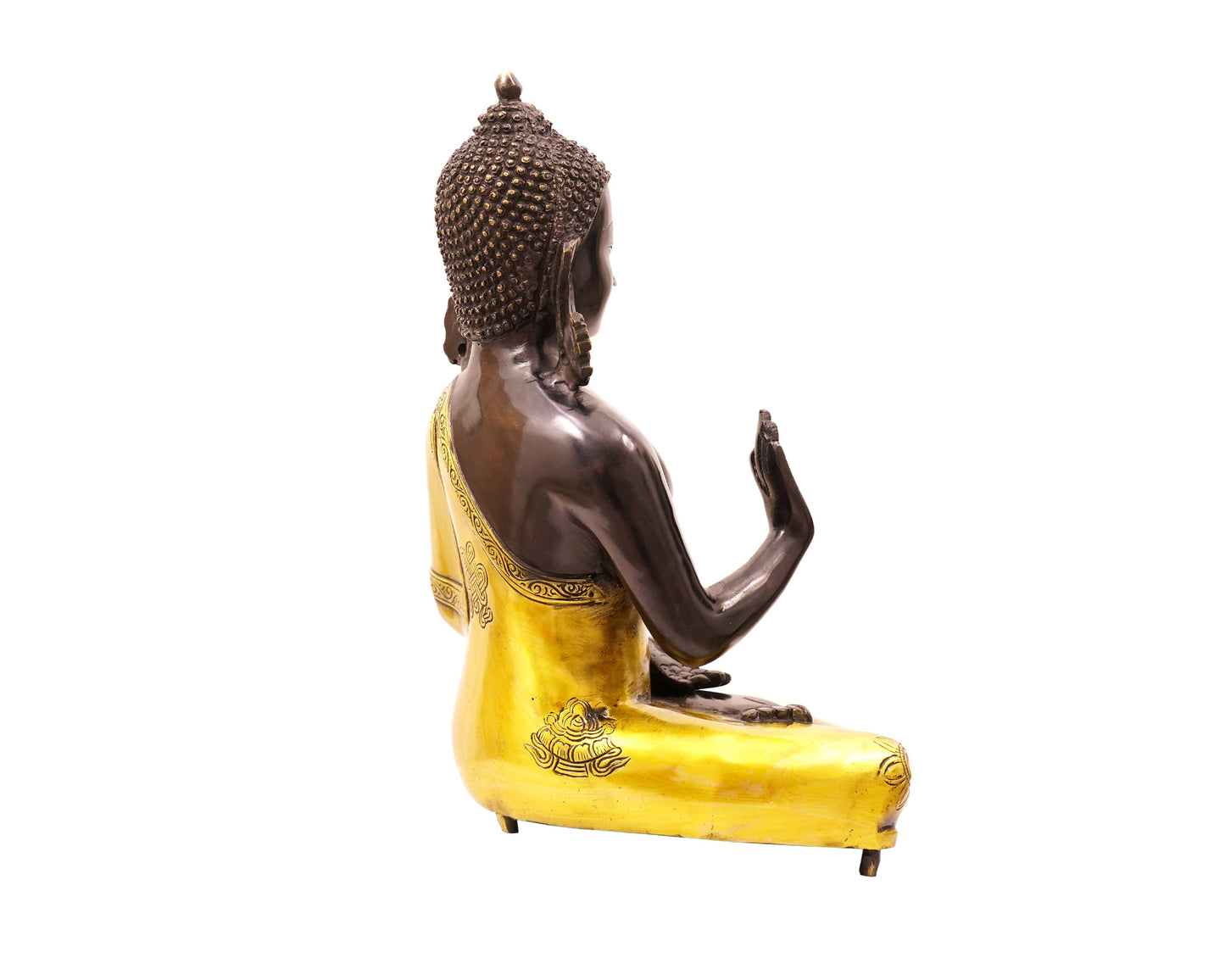 Lord Buddha Brass Statue - Blessing Buddha Idol for Garden, Puja, Home Mandirs, Gifts by Pooja Bazar 12 x 6.5  x 10 In