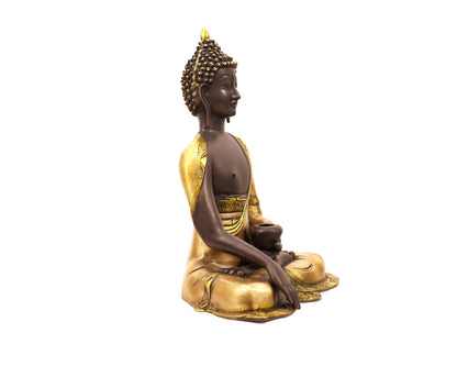 Lord Buddha Brass Statue - Earth Touching Buddha Idol for Garden, Puja, Home Mandirs, Gifts, Showpiece by Pooja Bazar 8.5 X 16 X 13 In