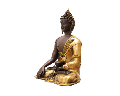 Lord Buddha Brass Statue - Earth Touching Buddha Idol for Garden, Puja, Home Mandirs, Gifts, Showpiece by Pooja Bazar 8.5 X 16 X 13 In
