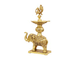 Brass Pooja Diya With handle for Temple, Puja room, Home Mandir, Aarti, gifts by Pooja Bazar 5 X 12 X 3 In