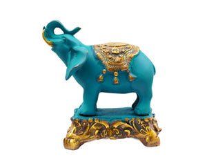 Blue Elephant Showpiece Vastu Brass Statue For Home Decor, Mandir, Gifts, Puja by Pooja Bazar 3.5 X 6.5 X 6.5 In