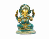 Blue Ganesh Idol - Brass Statue for Puja, Home Mandirs, Decor, Gifts by Pooja Bazar 5 X 7.5 X 6 In