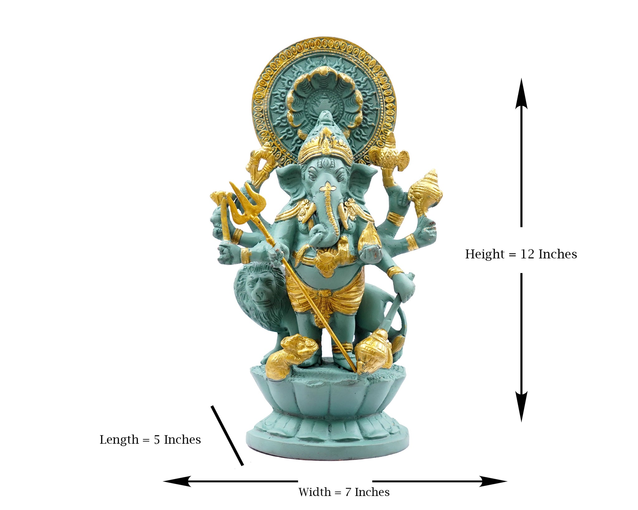 Blue Ganesh Idol Murti - Ganapati with seven Heads Brass Statue for Pu –  Poojabazar