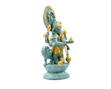 Blue Ganesh Idol Murti - Ganapati with seven Heads Brass Statue for Puja, Home Mandirs, Decor, Gifts by Pooja Bazar 5 X 7.5 X 6 In