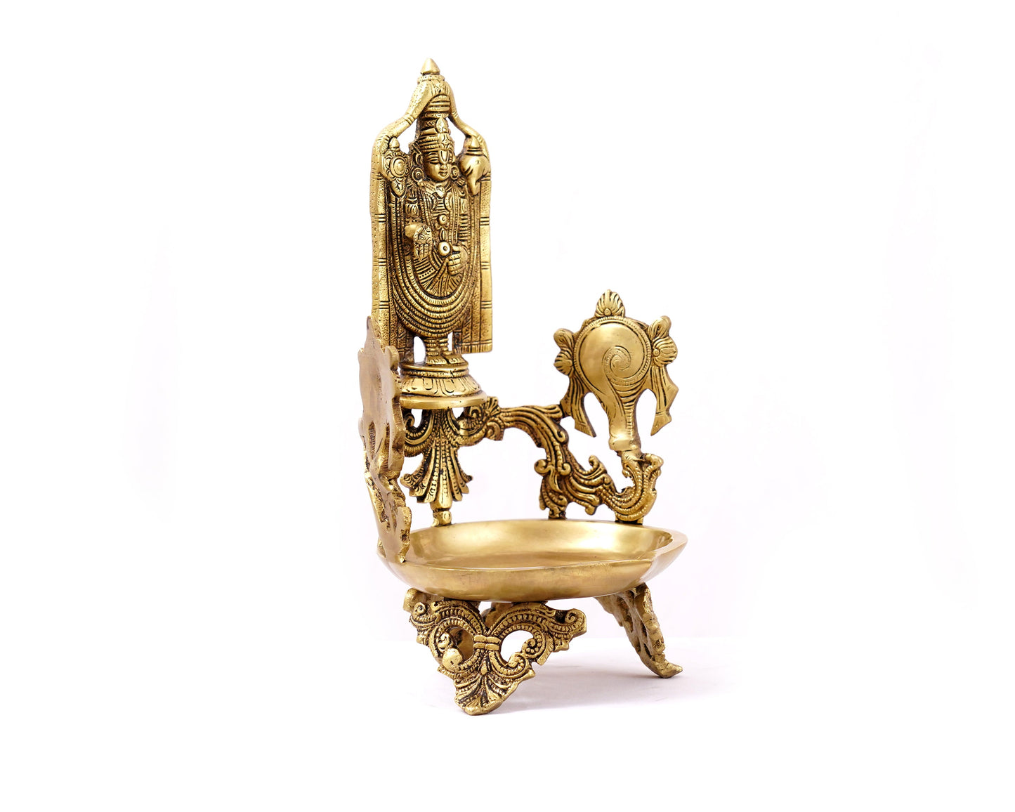 Balaji Statue Aarti Meduim Diya Brass Material For Puja, Home Mandir, Gifts by Pooja Bazar 7 X 14 X 7 In