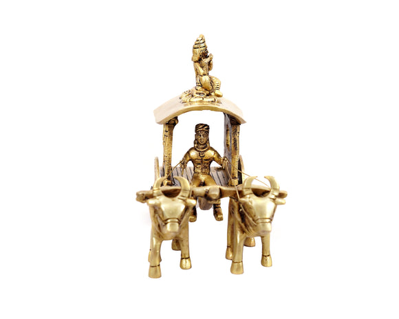 Arjun Mahabharat Rath Brass Statue for Home Decor, Puja, Mandir, Gifts, Showpiece by Pooja Bazar 4.5 X 7 X 7 In