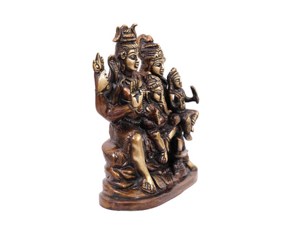 Shiv Parivar Parvati, Kartikeya, Ganesha Small Murti Brass Material for Puja, Home Mandirs, Gifts, Showpiece by Pooja Bazar 7 X 8 X 3 In