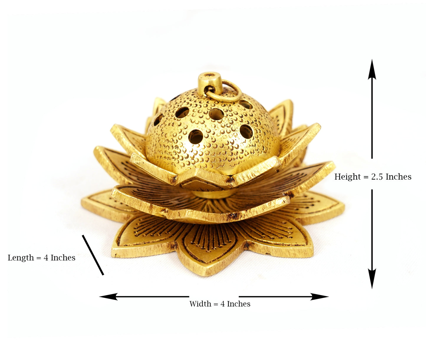 Brass Aarti Pooja Small Lotus Hanging Dhoop Diya for Aarti, Home, Puja, Mandir, Gifts by Pooja Bazar 4 X 2.5 X 4 In