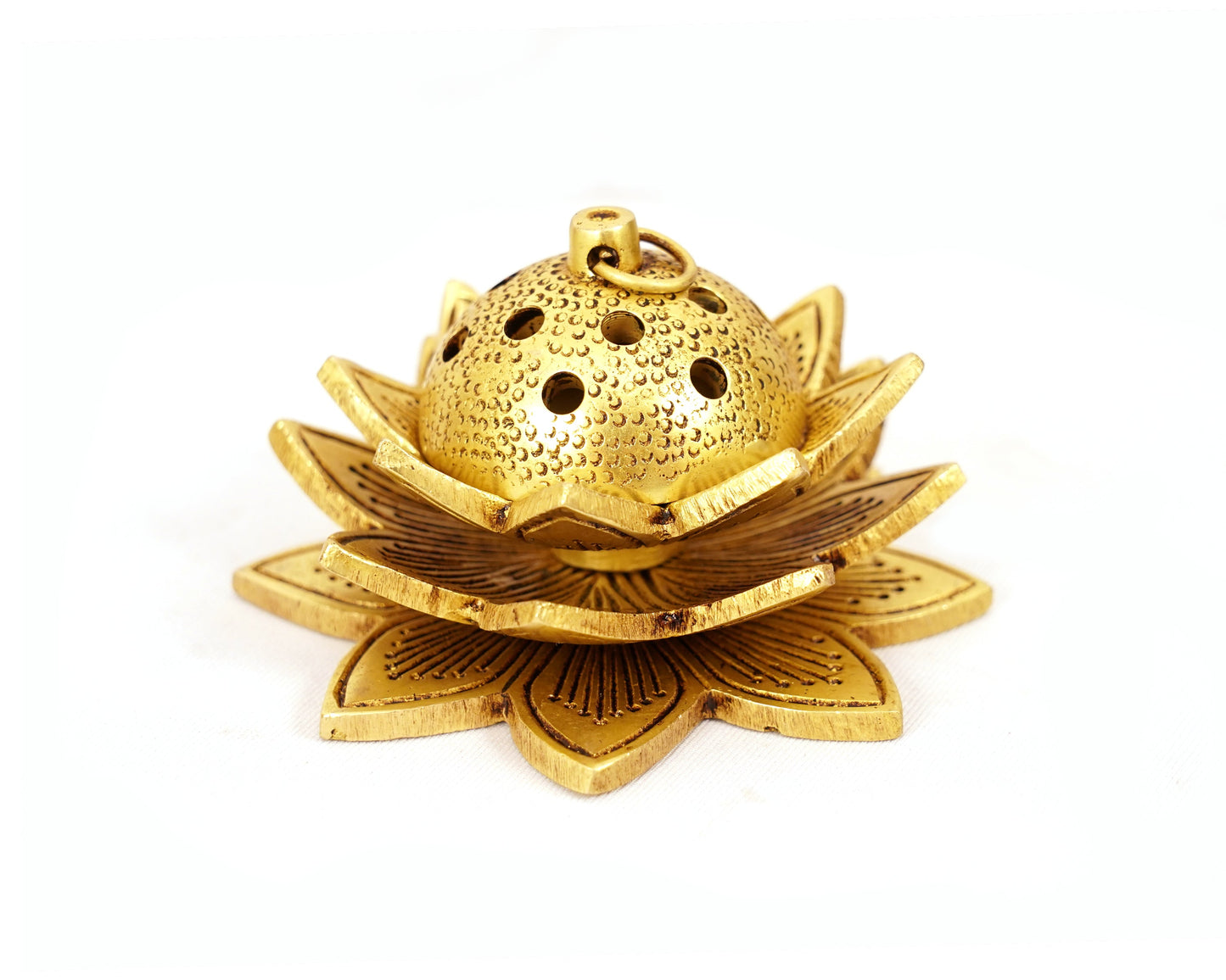Brass Aarti Pooja Small Lotus Hanging Dhoop Diya for Aarti, Home, Puja, Mandir, Gifts by Pooja Bazar 4 X 2.5 X 4 In