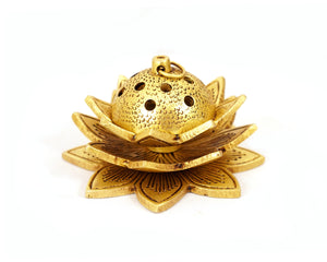 Brass Aarti Pooja Small Lotus Hanging Dhoop Diya for Aarti, Home, Puja, Mandir, Gifts by Pooja Bazar 4 X 2.5 X 4 In