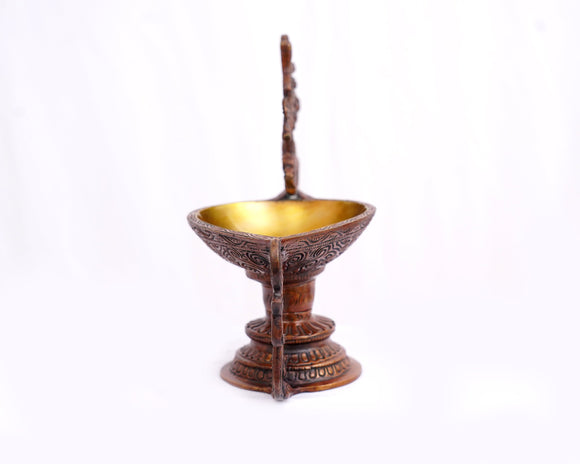 Aarti Small Diya lamp with handle Brass Material for Aarti, Home, Puja, Mandir, Gifts by Pooja Bazar 8 X 7 X 4 In