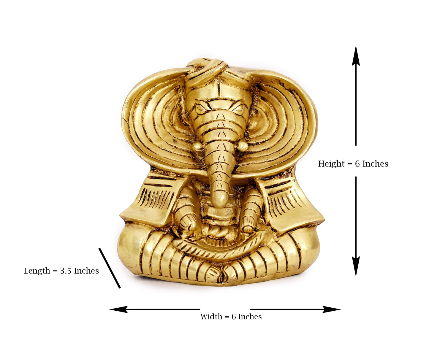 Lord Ganesh small Brass leaf Statue for Puja, Home Mandirs, Decor, Gifts, showpiece by Pooja Bazar  3.5 X 6 X 6 In