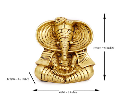 Lord Ganesh small Brass leaf Statue for Puja, Home Mandirs, Decor, Gifts, showpiece by Pooja Bazar  3.5 X 6 X 6 In