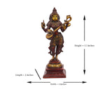 Goddess Saraswati Murti Brass Material for Puja, Home, Decor, Showpiece, Mandirs, Office, Gifts by Pooja Bazar 4 X 11 X 4 In