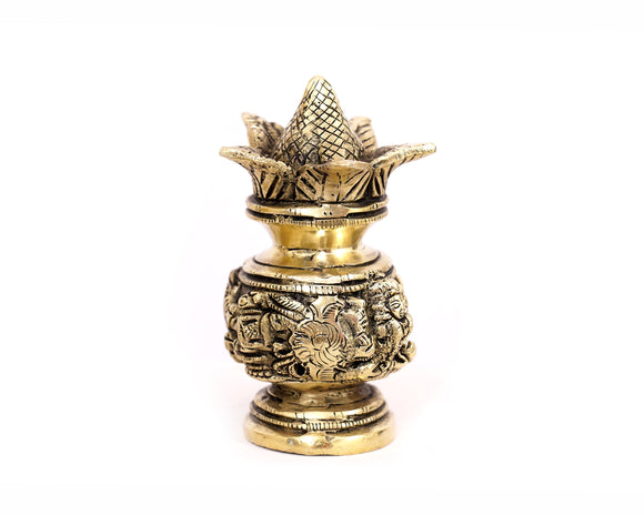 Vivah Shagun Lota Statue Brass Material for Weddings, Puja, Decor, Showpiece, Mandirs, Office, Gifts by Pooja Bazar 2 X 6 X 2.5 In