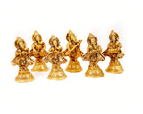 Ganesh with Musical Instruments Statue Brass Material for Puja, Home, Décor, Showpiece, Mandir, Gifts 2.5 X 6 X 2 In